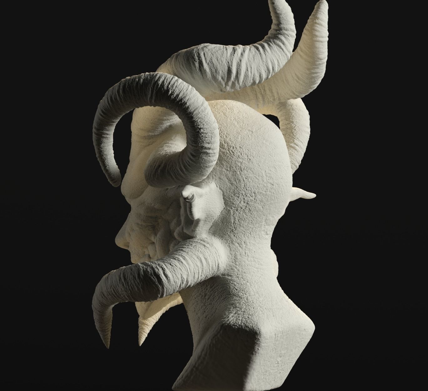 Devil statue of demon with horns 3D print model_5