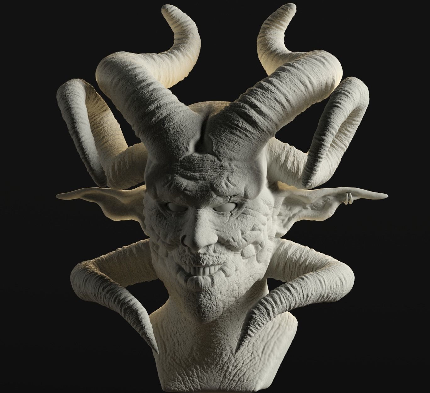 Devil statue of demon with horns 3D print model_1