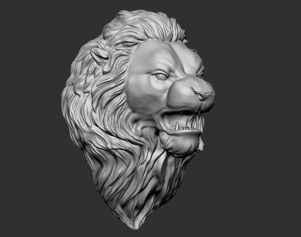 Angry Lion head 3D print model_4