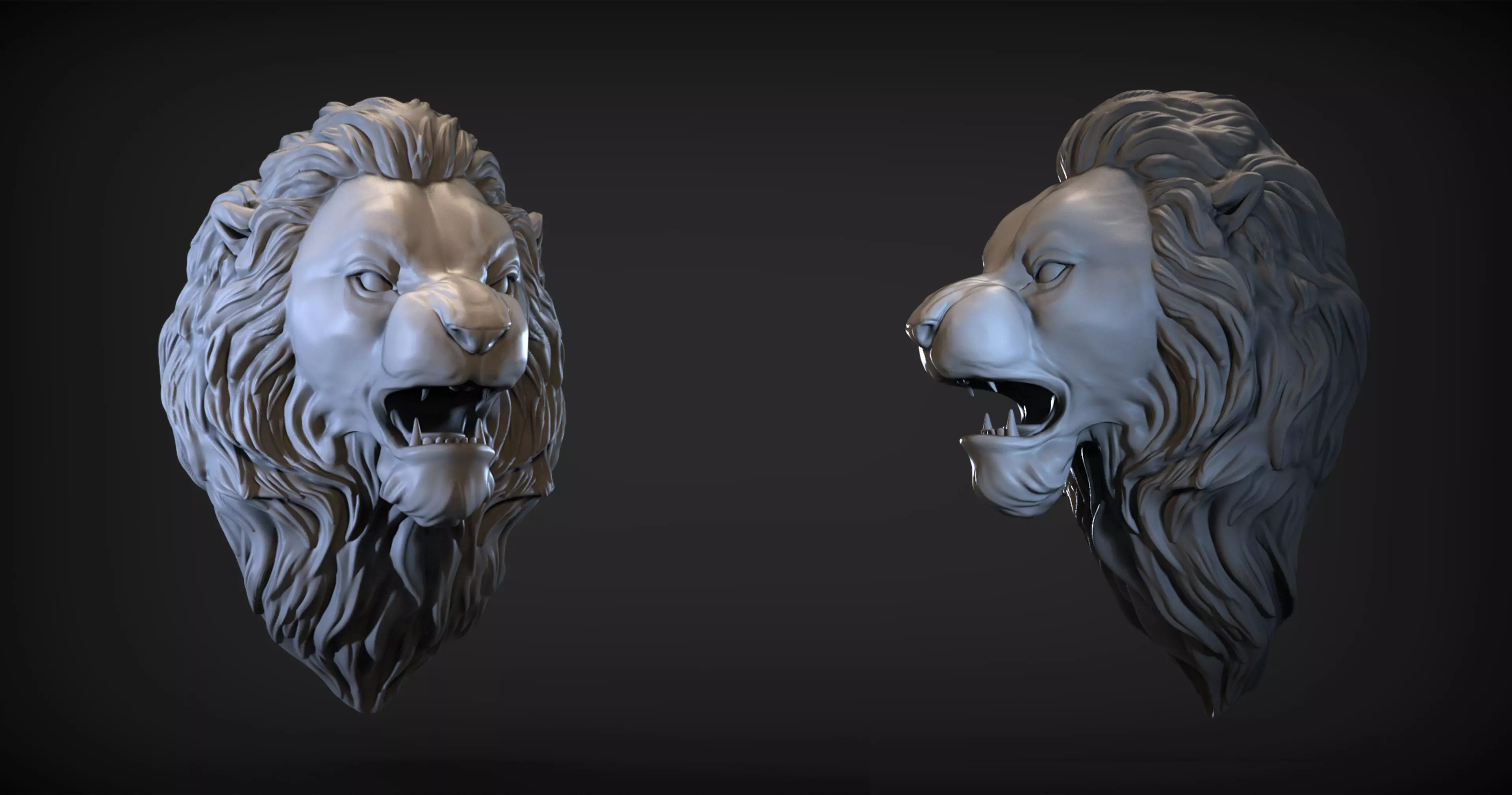 Angry Lion head 3D print model_0