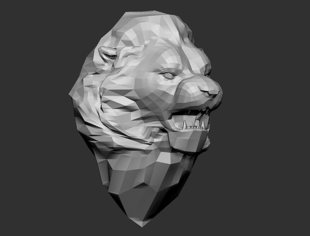 Angry Lion head 3D print model_5