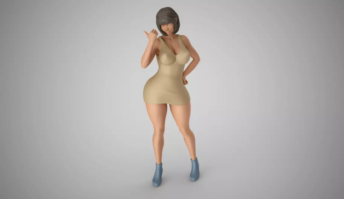 Girl Showing Direction 3D print model_0