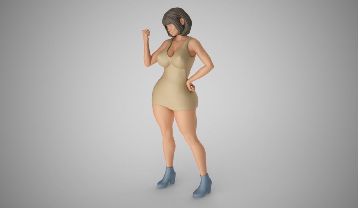 Girl Showing Direction 3D print model_5