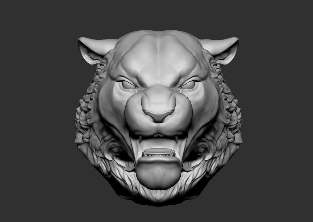 Angry Tiger head 3D print model_2