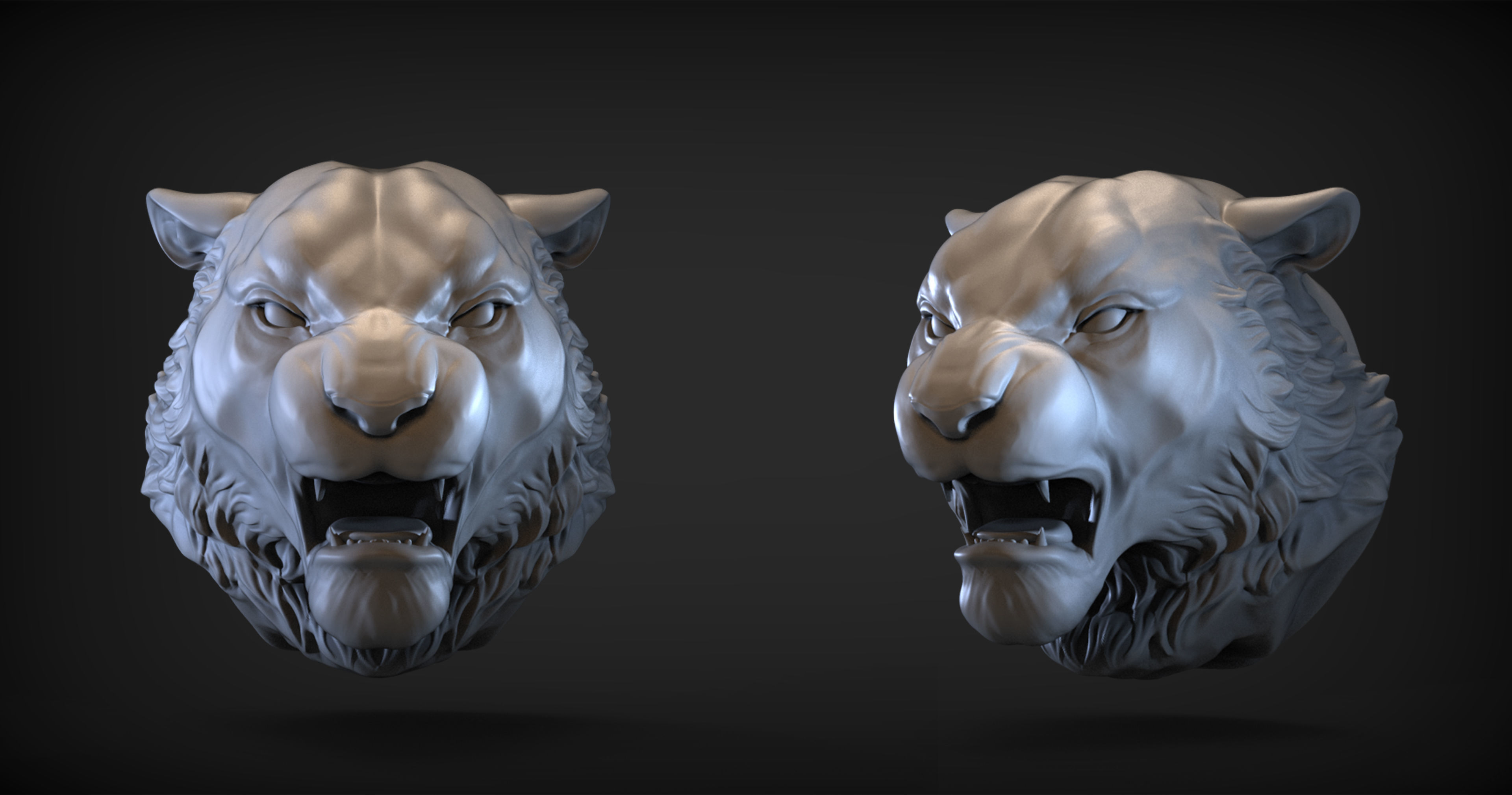 Angry Tiger head 3D print model_1
