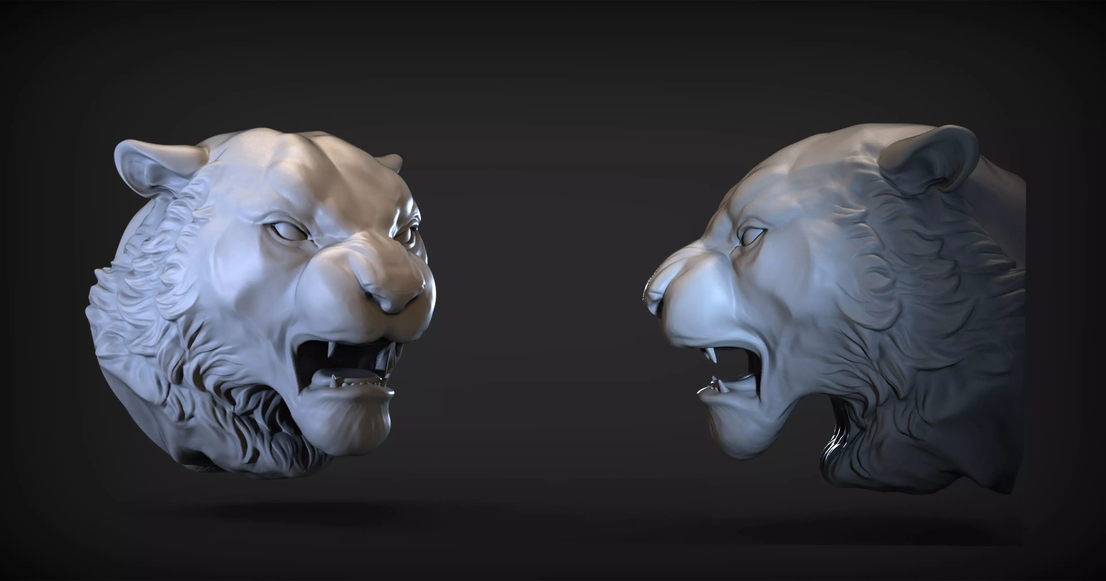 Angry Tiger head 3D print model_0