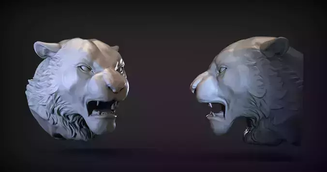 Angry Tiger head  3D print model
