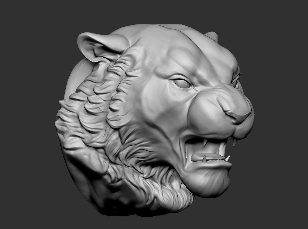 Angry Tiger head 3D print model_4