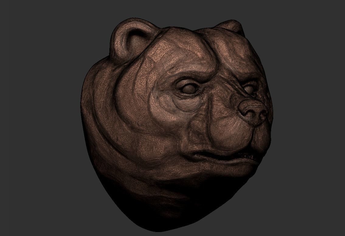 Bear head 1 3D print model_8