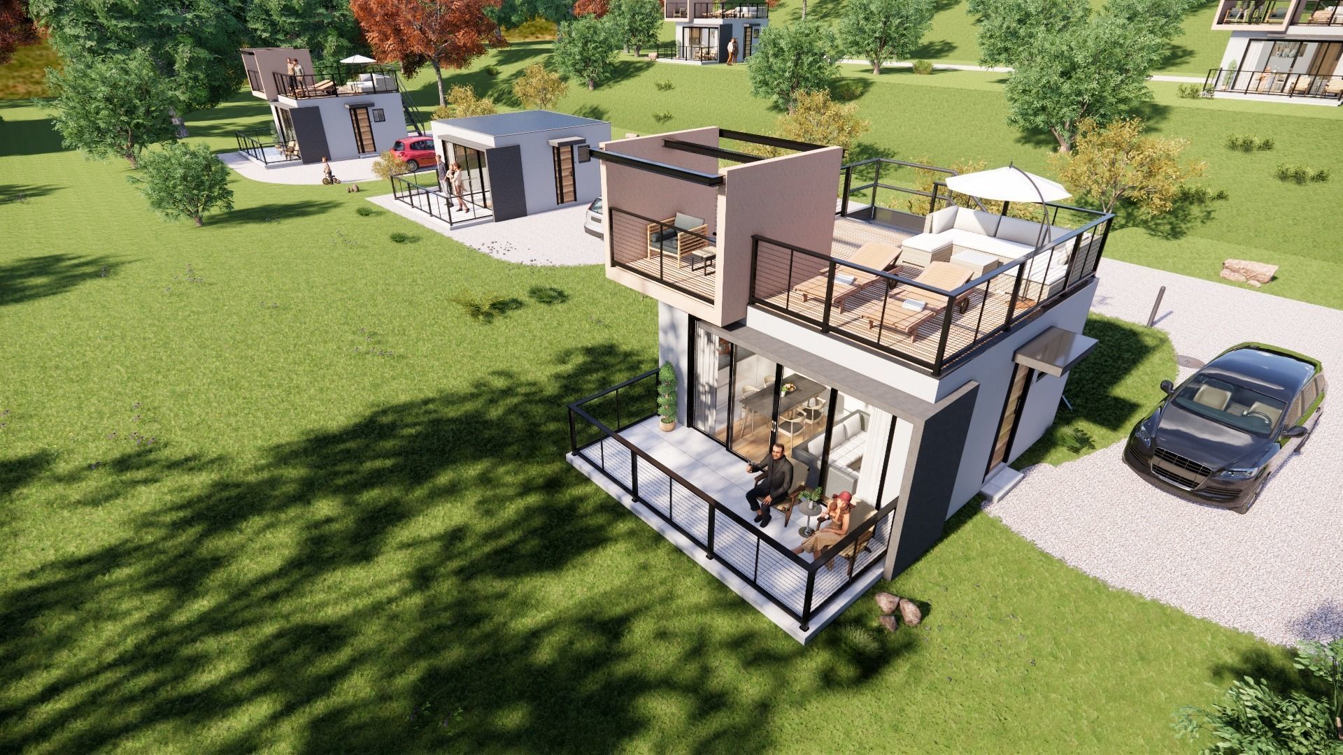 Bungalow vacation house tiny house on 25m2 Low-poly 3D model_4