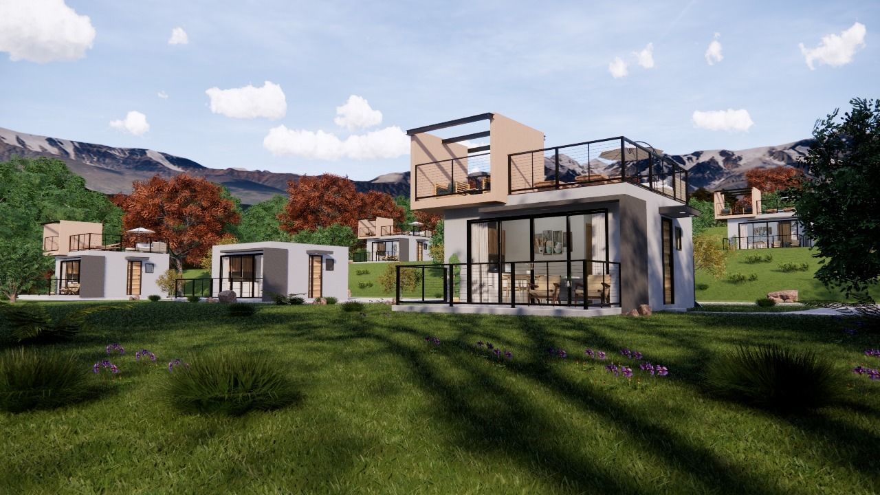 Bungalow vacation house tiny house on 25m2 Low-poly 3D model_11