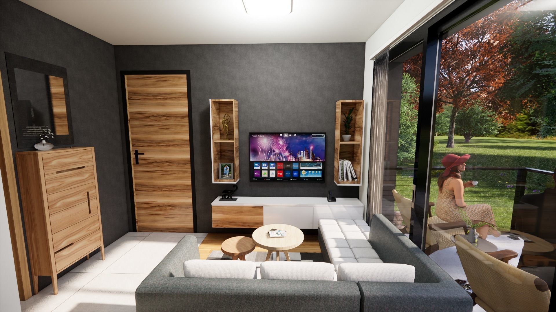 Bungalow vacation house tiny house on 25m2 Low-poly 3D model_6