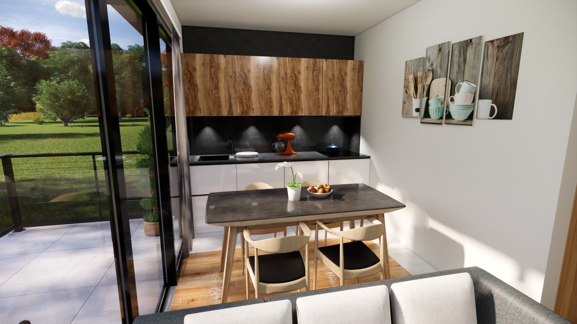 Bungalow vacation house tiny house on 25m2 Low-poly 3D model_7