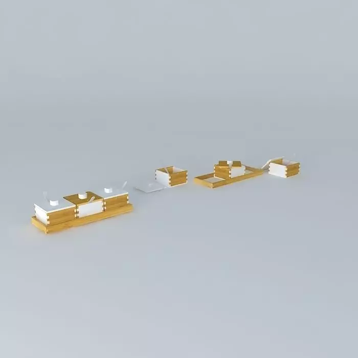 SERVING BAMBOO TRAY WITH 3 BAMBOO BOWL Free 3D model_0
