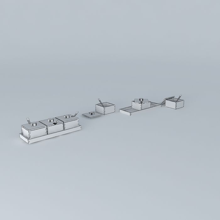 SERVING BAMBOO TRAY WITH 3 BAMBOO BOWL Free 3D model_3
