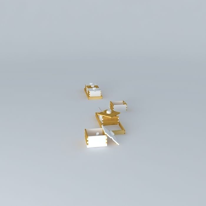 SERVING BAMBOO TRAY WITH 3 BAMBOO BOWL Free 3D model_2