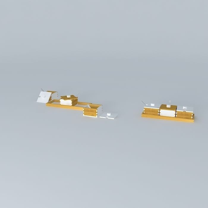 SERVING BAMBOO TRAY WITH 3 BAMBOO BOWL Free 3D model_1