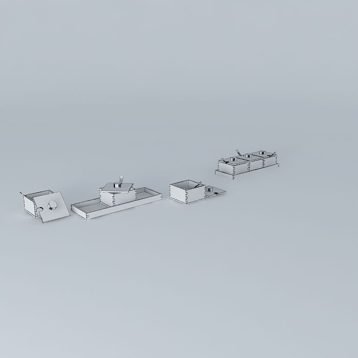 SERVING BAMBOO TRAY WITH 3 BAMBOO BOWL Free 3D model_4