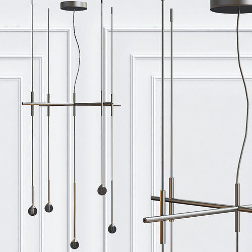 ALGORITHM modern chandelier with three metal rods hanging fro... 3D model