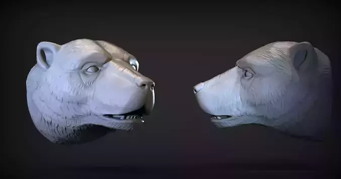 Polar bear head 2 3D print model