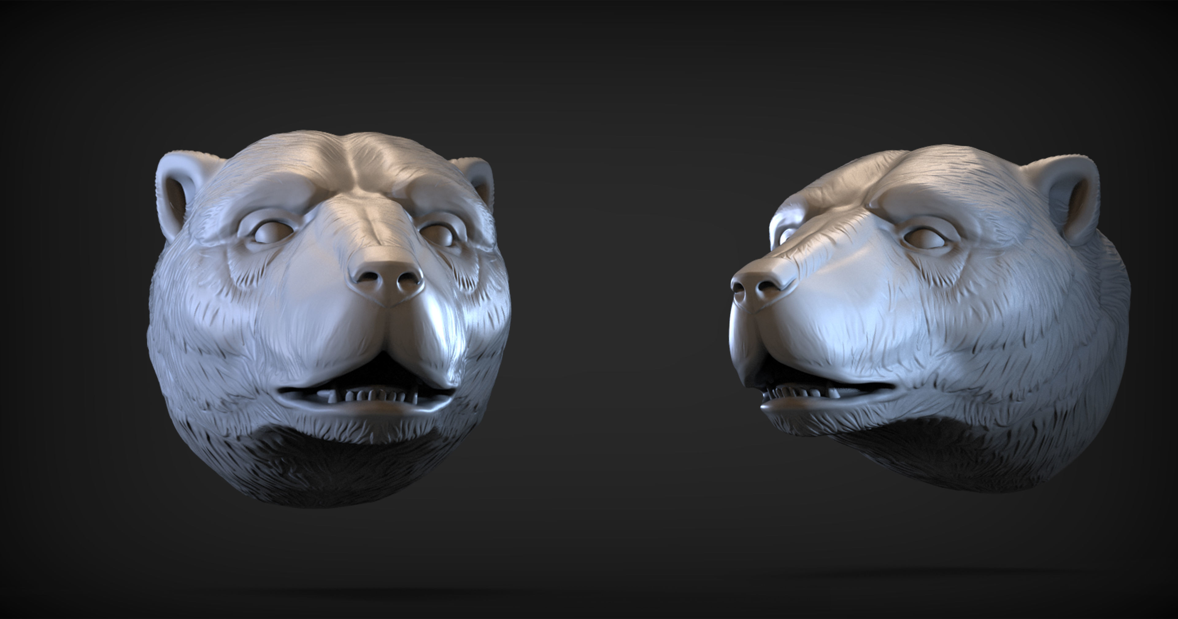Polar bear head 2 3D print model_1