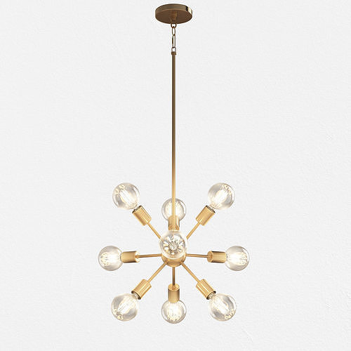 LIMELIGHT modern brass chandelier with glass globes 3D model