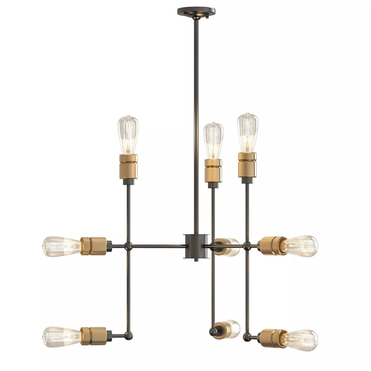 JERSEY industrial style chandelier with six light bulbs 3D model_0