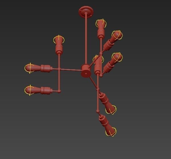 JERSEY industrial style chandelier with six light bulbs 3D model_4