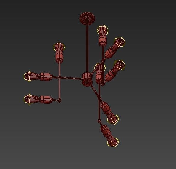 JERSEY industrial style chandelier with six light bulbs 3D model_3