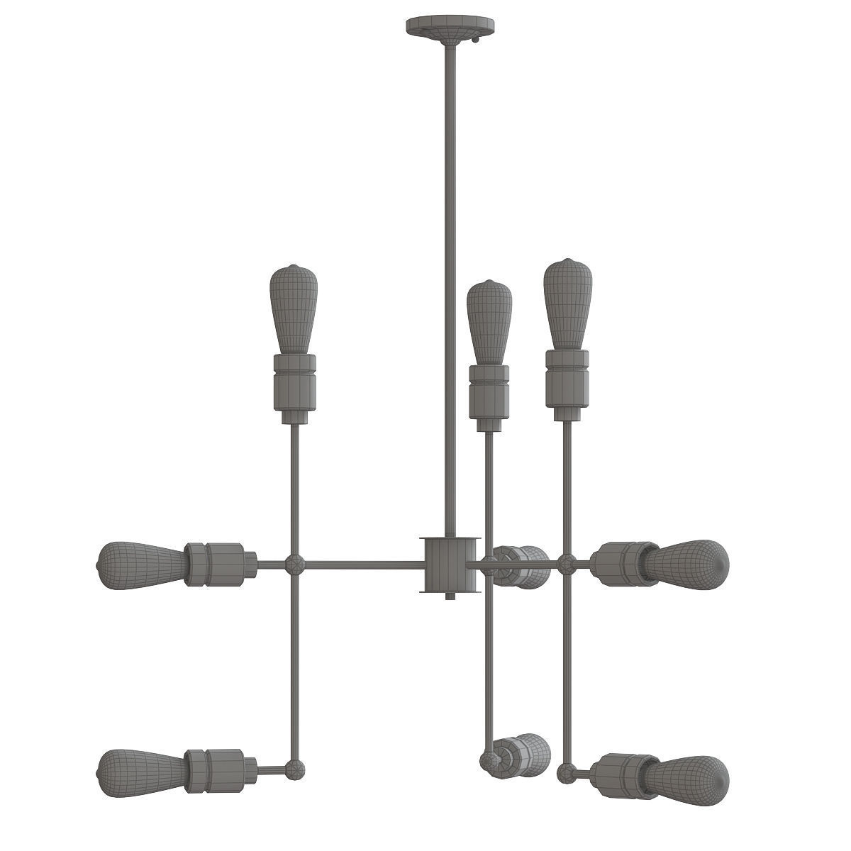 JERSEY industrial style chandelier with six light bulbs 3D model_2