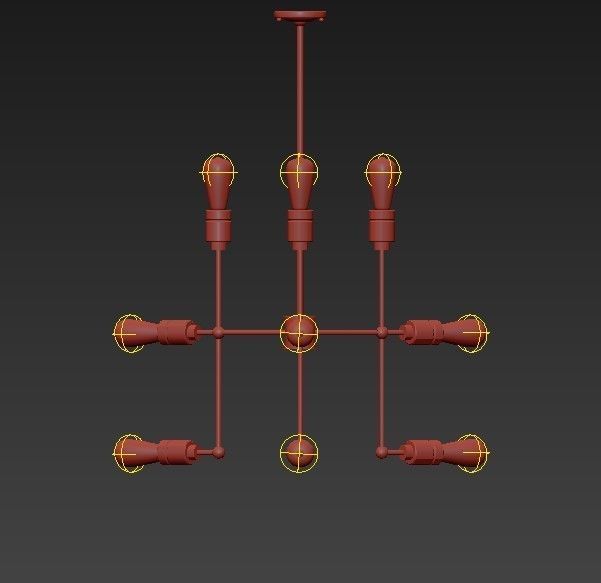 JERSEY industrial style chandelier with six light bulbs 3D model_8