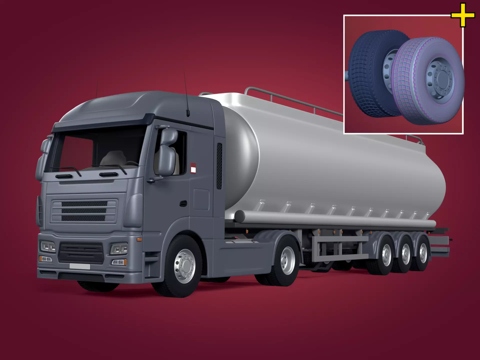 Generic Semi Trailer Fuel Truck with Modern Design 3D model_0