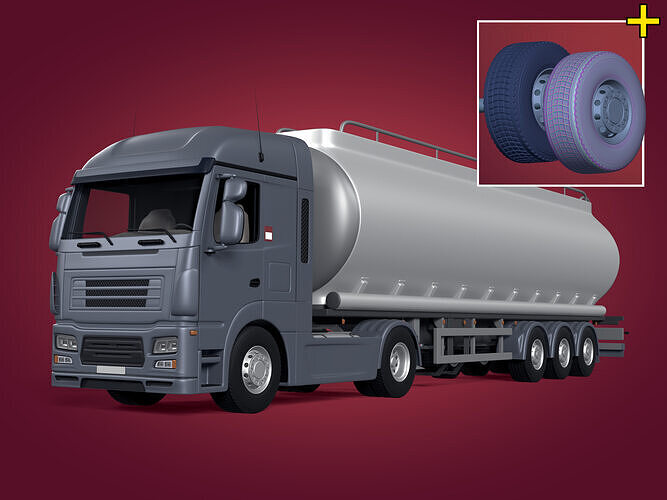 Generic Semi Trailer Fuel Truck with Modern Design 3D model
