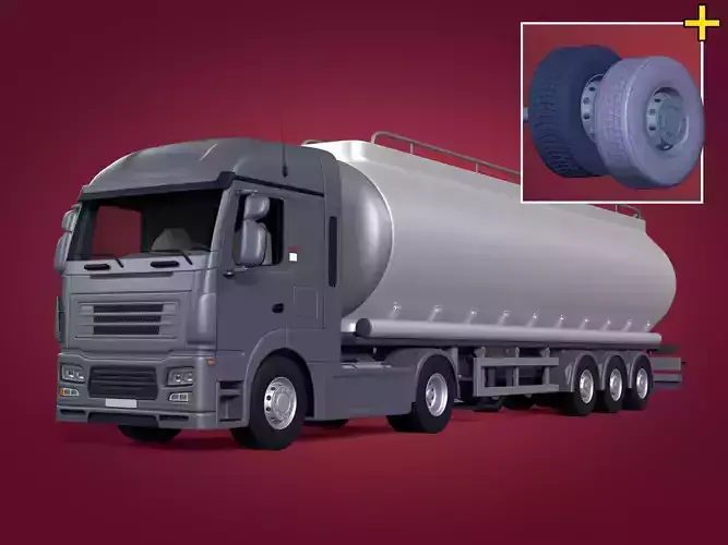 Generic Semi Trailer Fuel Truck with Modern Design 3D model