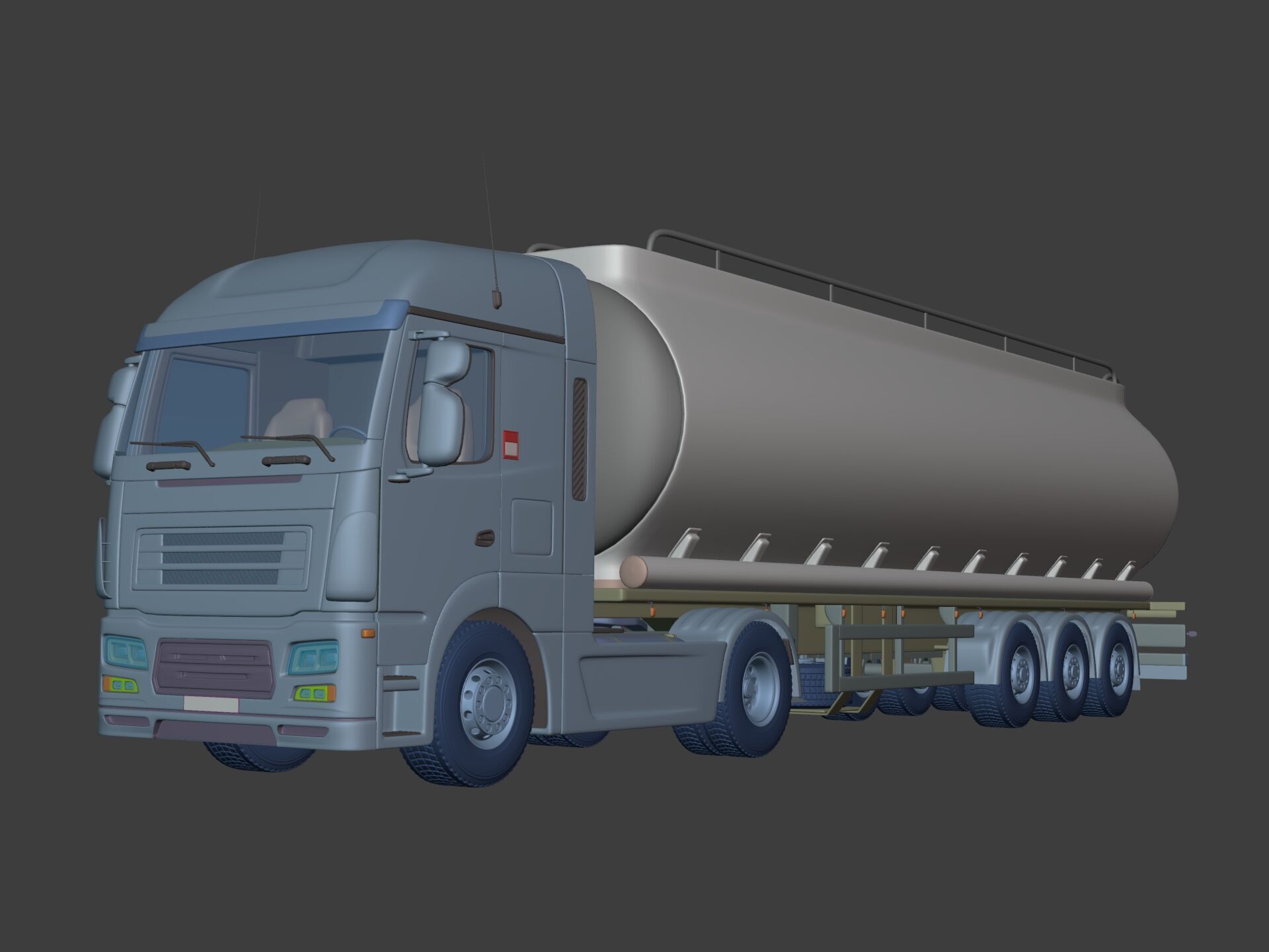 Generic Semi Trailer Fuel Truck with Modern Design 3D model_1