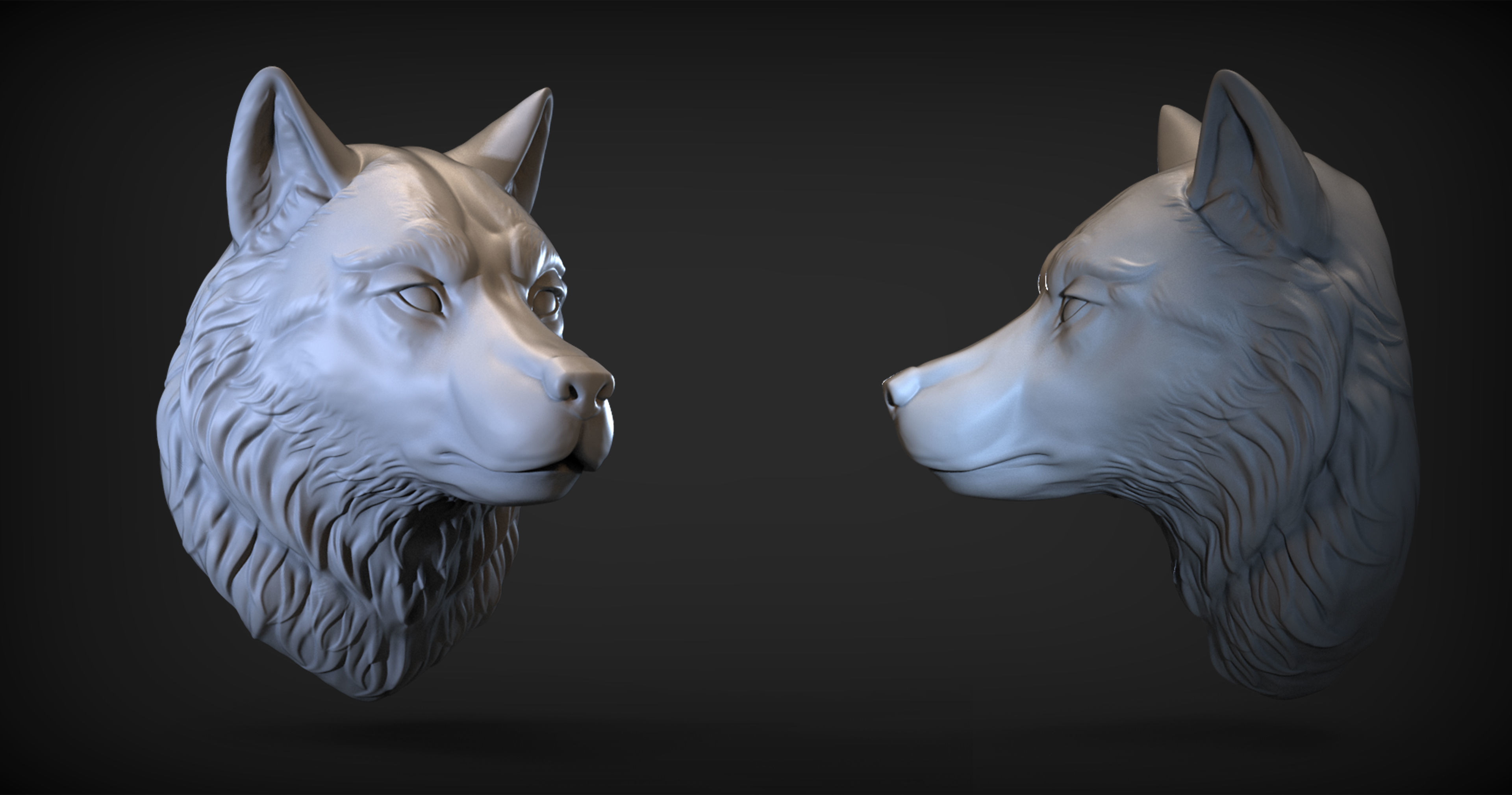 Wolf head  3D print model_1