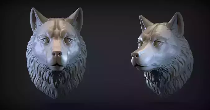 Wolf head  3D print model