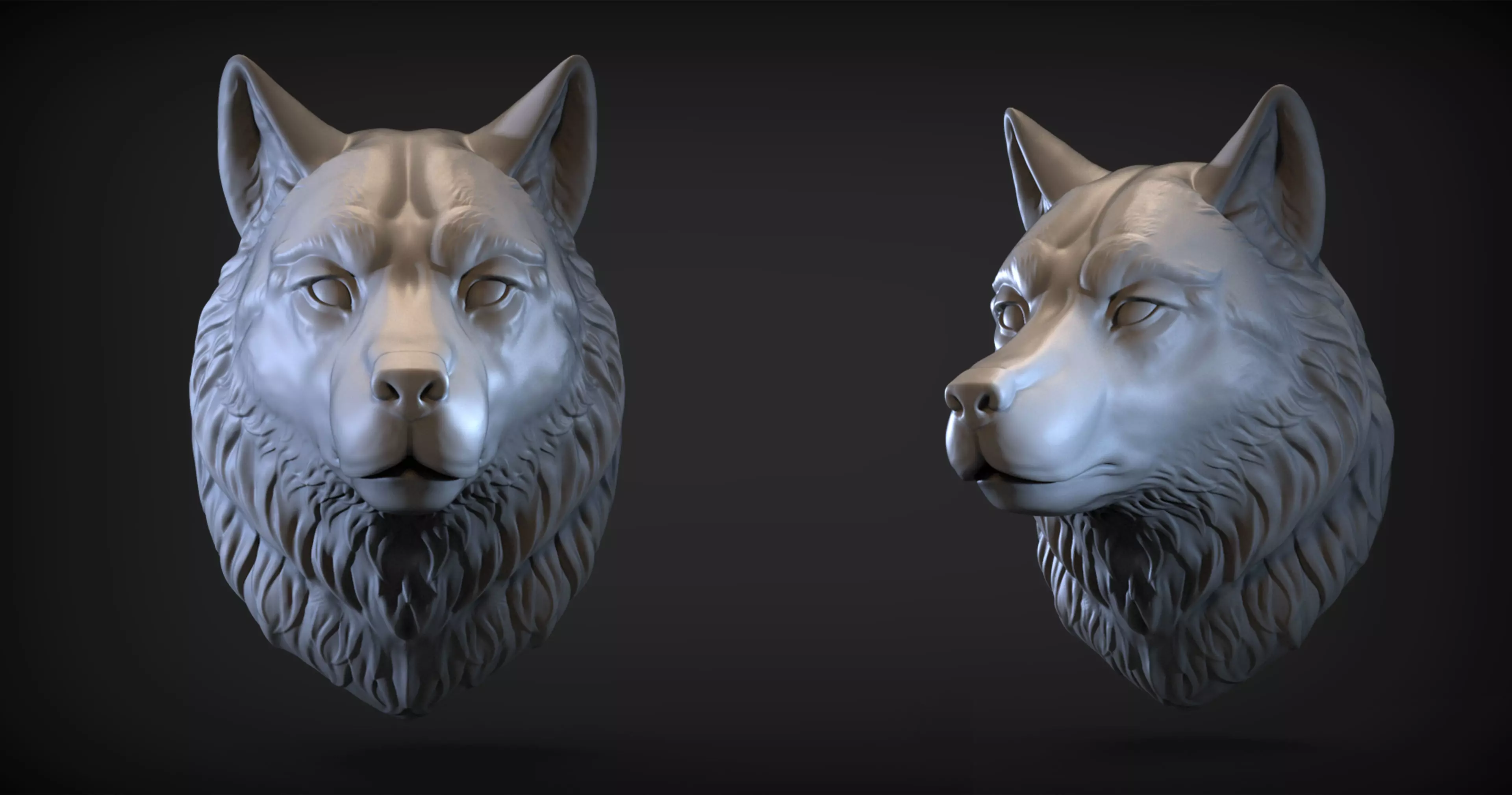 Wolf head  3D print model_0