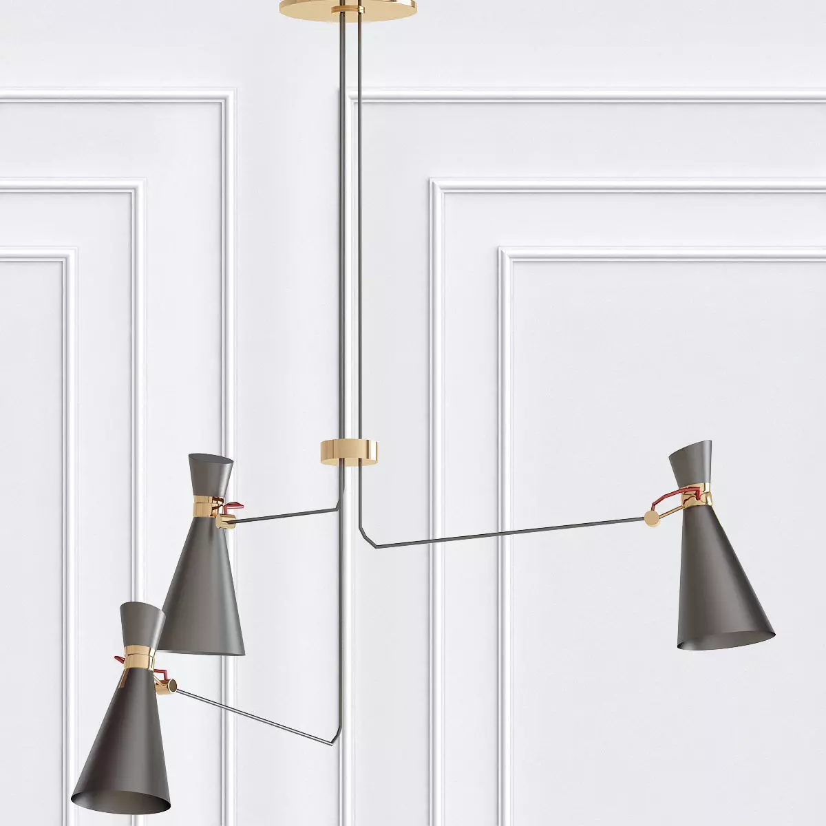 Simone pendant light with three lamps hanging from it 3D model
