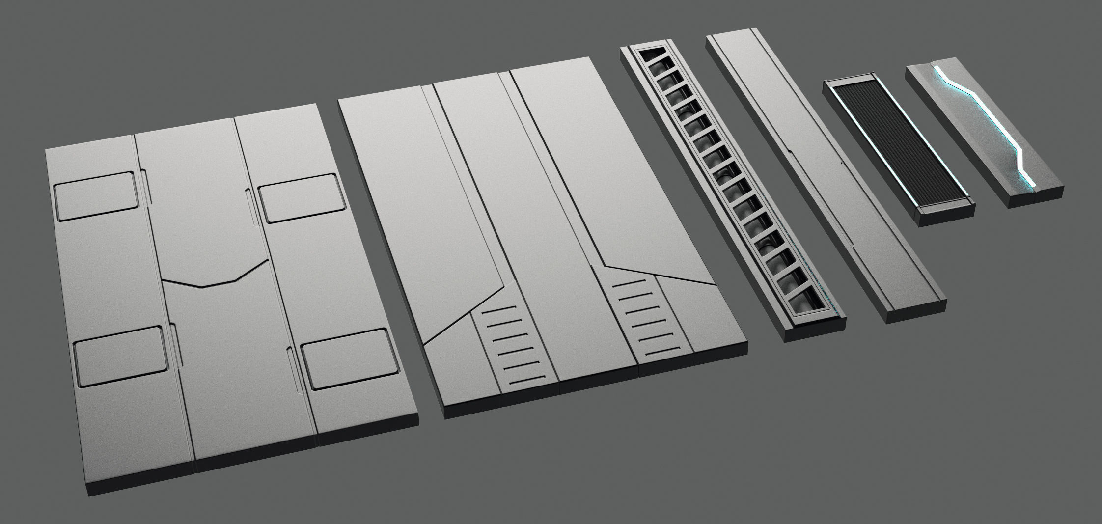 Sci-Fi-Panels-Pack 6 free scifi panels pack Free 3D model_1