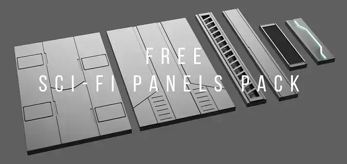 Sci-Fi-Panels-Pack 6 free scifi panels pack Free 3D model