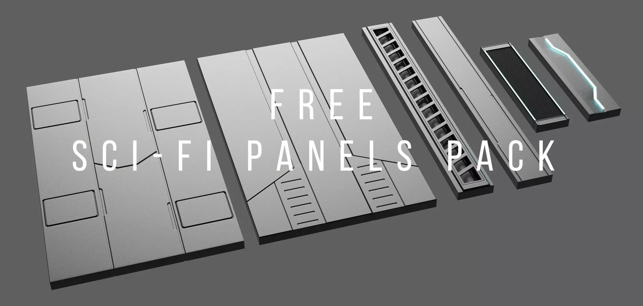 Sci-Fi-Panels-Pack 6 free scifi panels pack Free 3D model_0