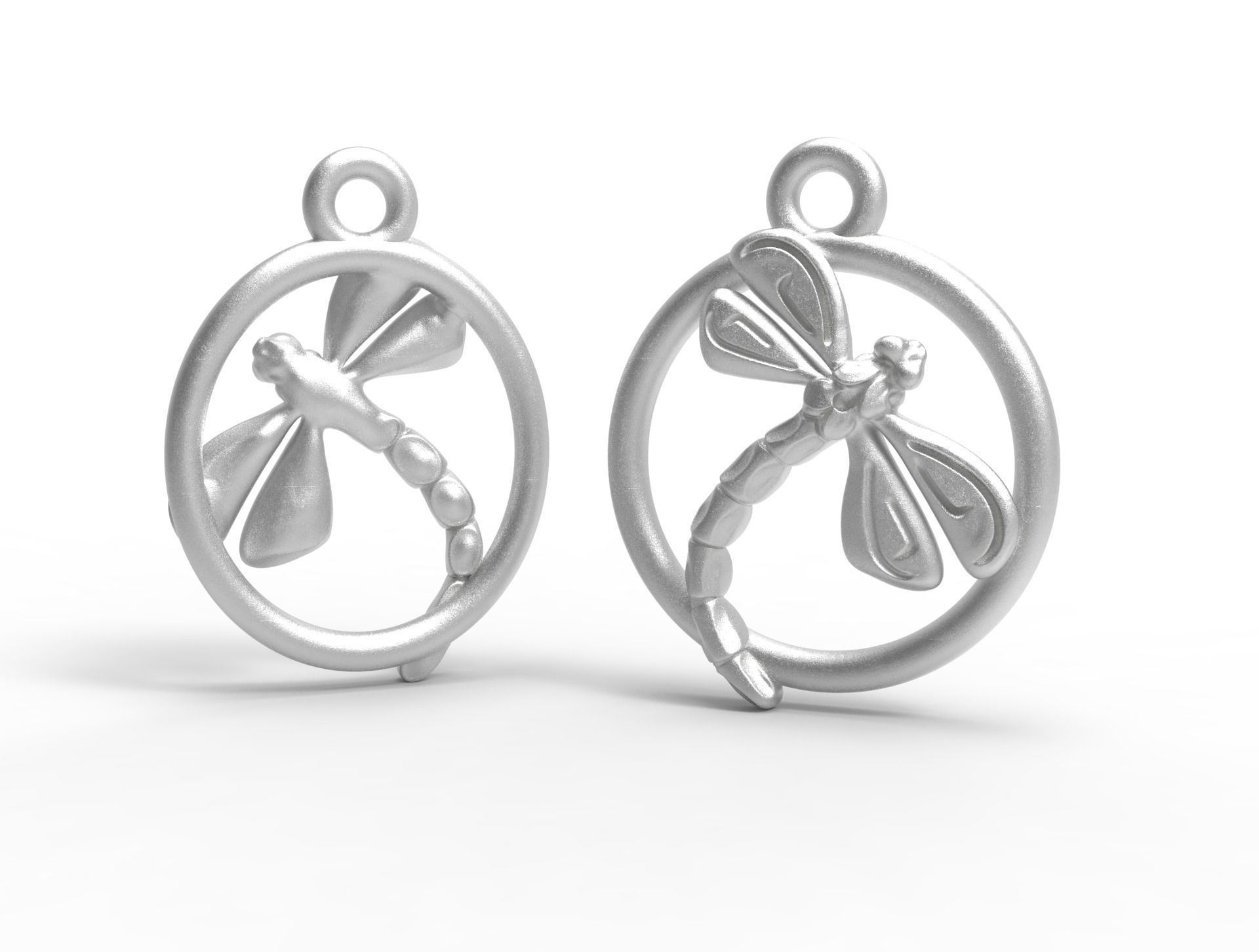 Dragonfly silver Charm digital fabricaion 3D print model_9