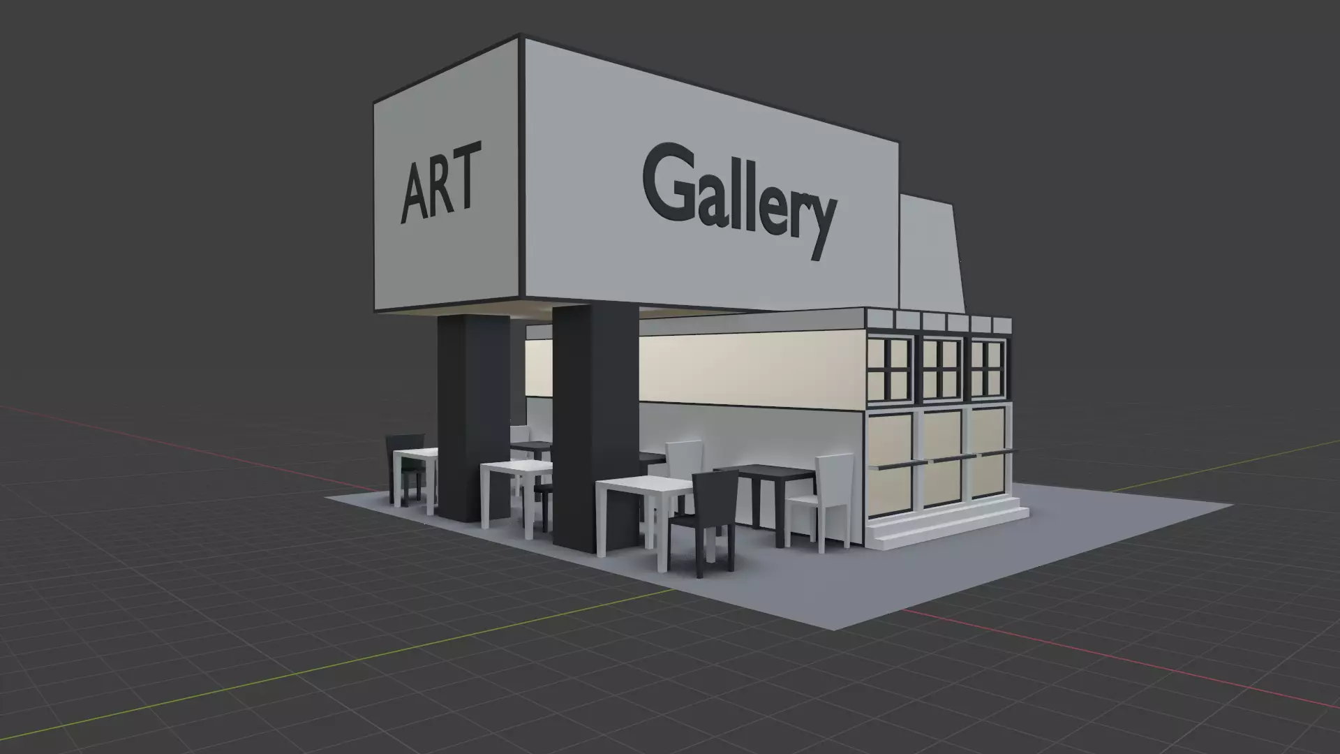 Gallery Art Building Free low-poly 3D model