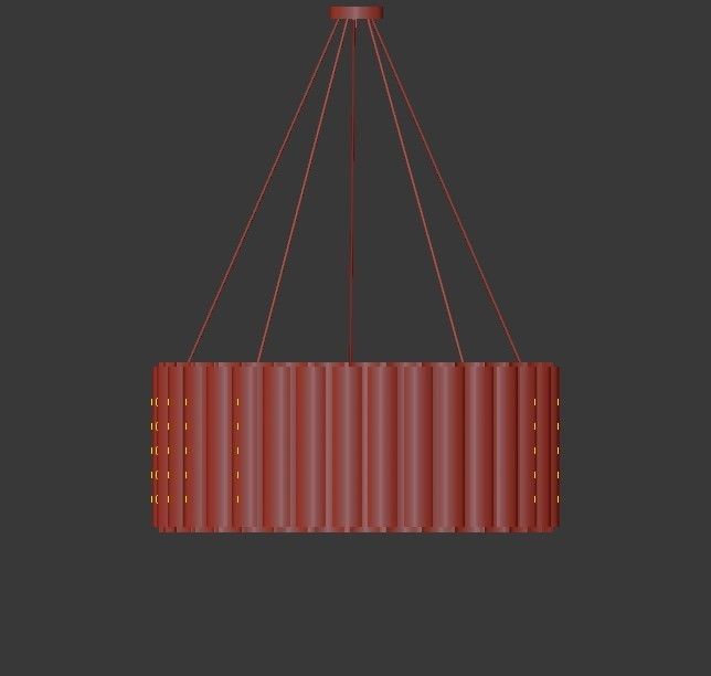 Aurum pendant light made of brass rods 3D model_1