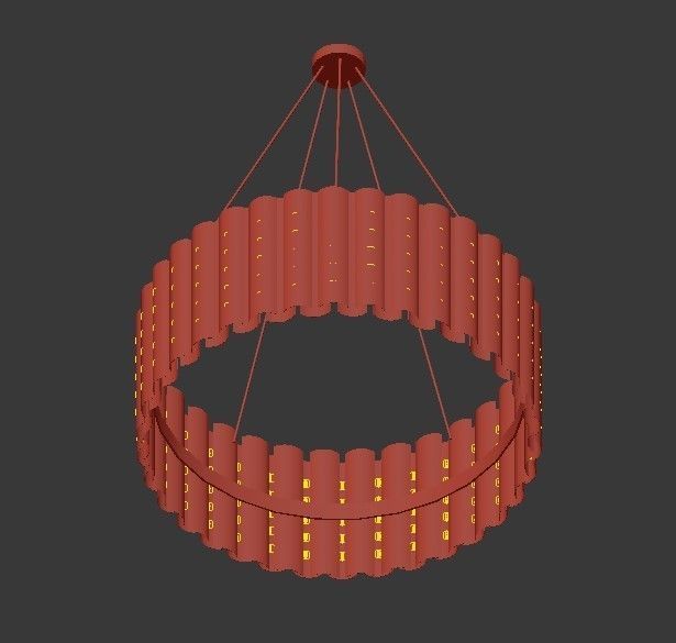 Aurum pendant light made of brass rods 3D model_2