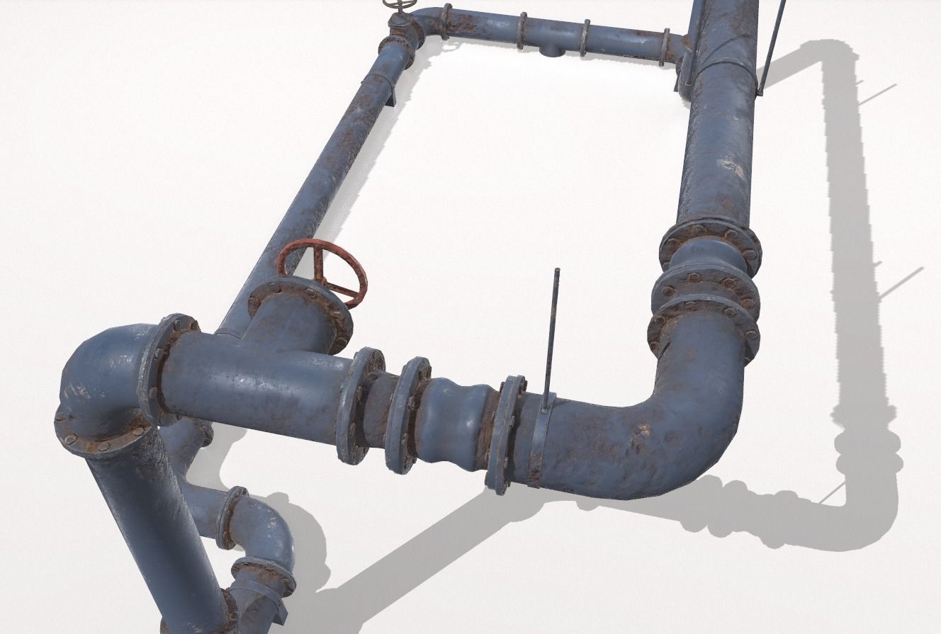 Modular rusty pipes pack 1 Low-poly 3D model_3