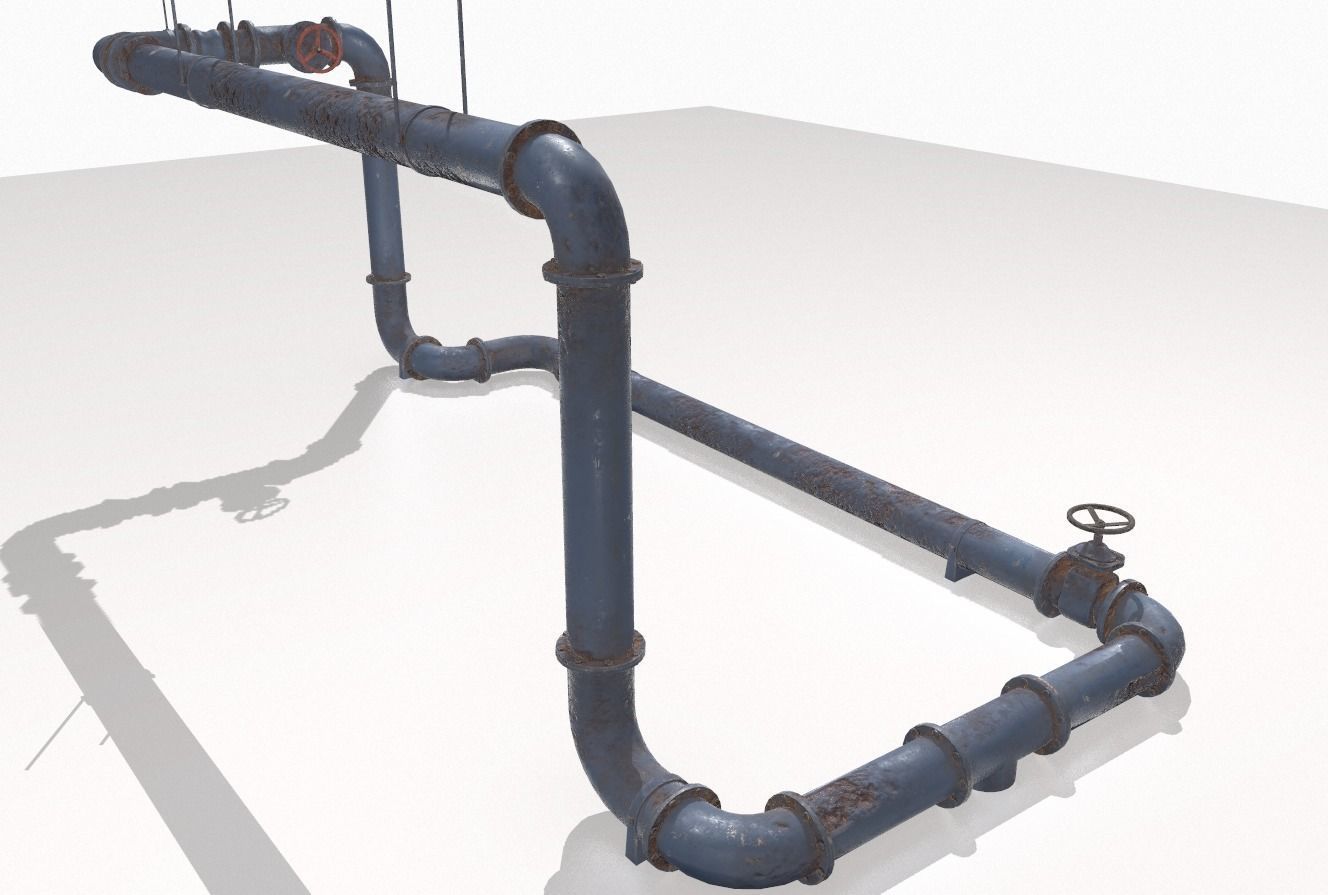 Modular rusty pipes pack 1 Low-poly 3D model_4