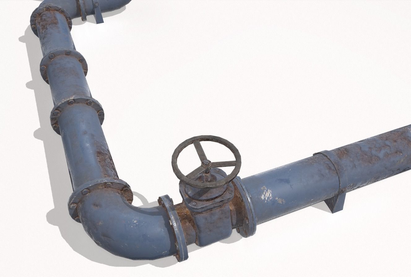 Modular rusty pipes pack 1 Low-poly 3D model_1