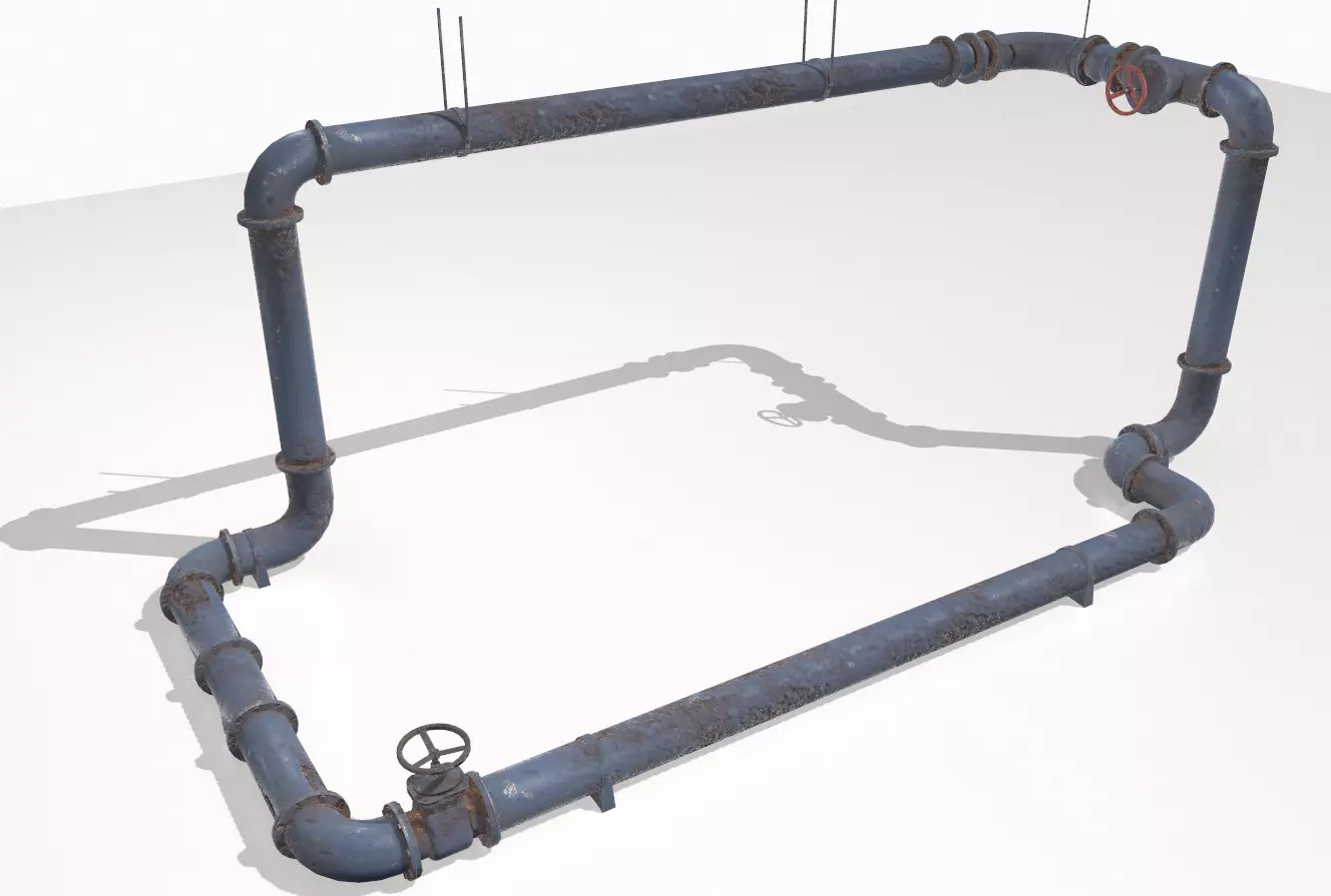 Modular rusty pipes pack 1 Low-poly 3D model_0